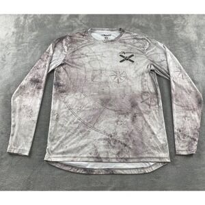 FloGrown Mens Nautical Map Performance Fishing Shirt Long Sleeve Grey Medium